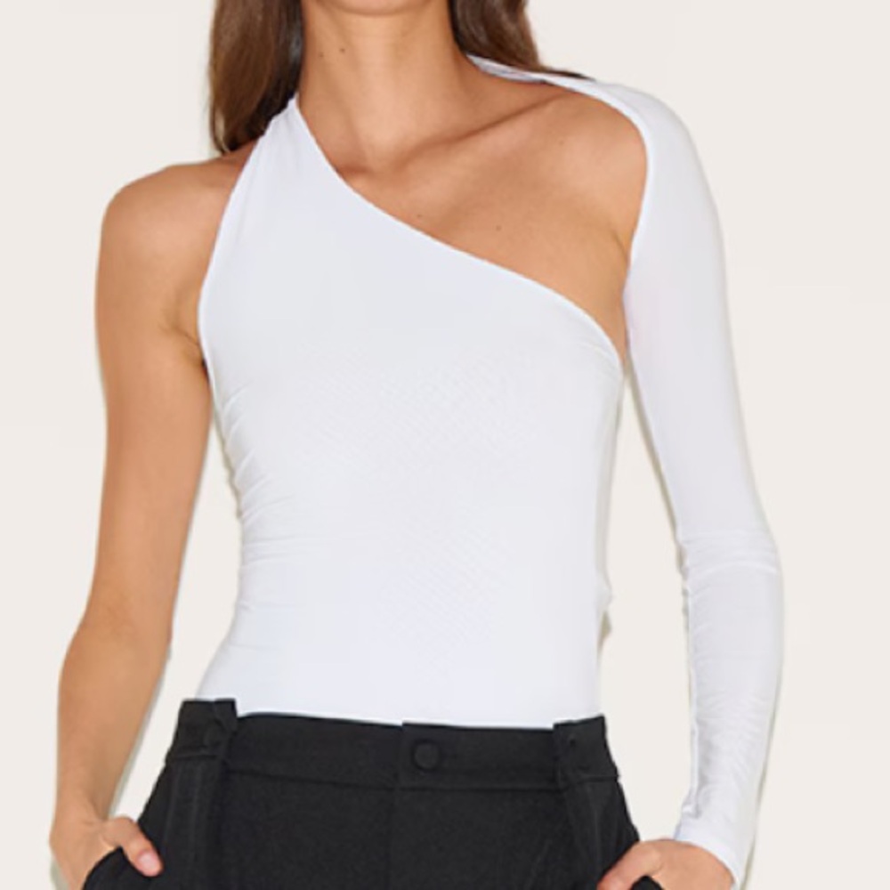 PrettyLittleThing White Asymmetrical Body Suit